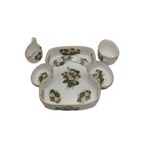 Hammersley & Co. Strawberry Ripe Bone Chine Tea Basket Set